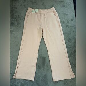 Pact Women’s Blush Posey Sweatpants Size XL Split Hem Fleece Pink